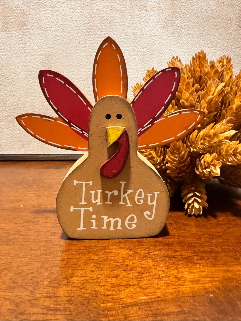 Turkey Time Wooden Turkey Thanksgiving Decor